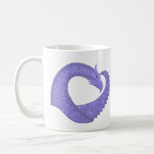 Caneca De Café dragão coração azul claro sobre branco (Esquerda)