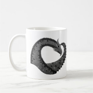 Caneca De Café Dragão de coração negro em branco