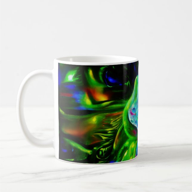 Caneca De Café Dragão do Coelho Psicodélico em Neon Fantasy (Esquerda)