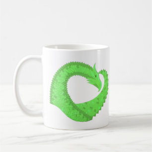 Caneca De Café Dragão do coração do verde limão em branco