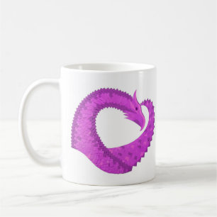 Caneca De Café Dragão do coração roxo brilhante em branco