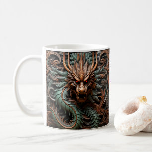 Caneca De Café Dragão Impresso com Vista de Couro Arrefecida 3D