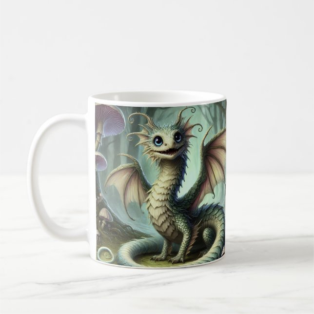 Caneca De Café Dragão Jabberwocky - Criatura da Fantasia Cuta (Esquerda)