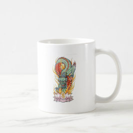 Caneca De Café Dragão Japonês e Flor de Lótus