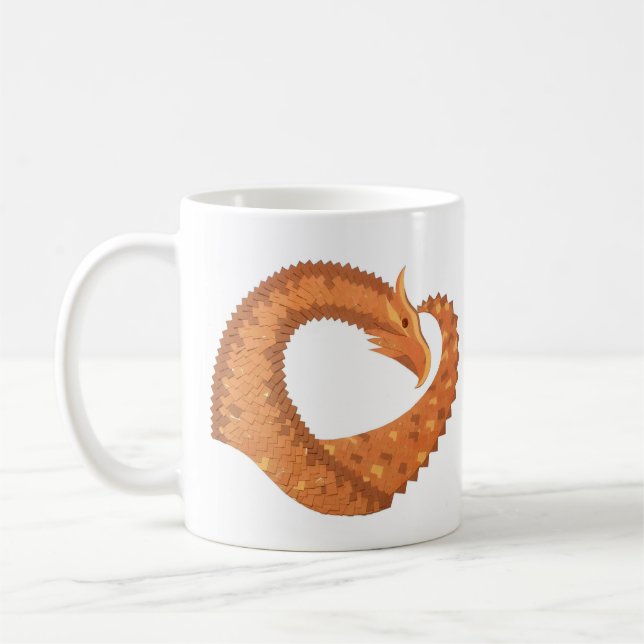 Caneca De Café Dragão laranja queimado em branco (Esquerda)