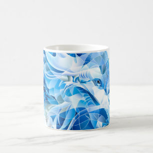 Caneca De Café Dragão Mosaico Azul Sky