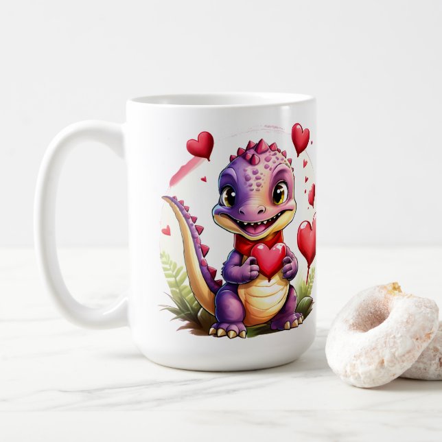 Caneca De Café Dragão Namorados Bonito Dragão Amável (Com Donut)