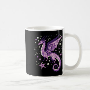 Caneca De Café Dragão Roxo Estrelas Fantasias Míticas Bonitas Ki