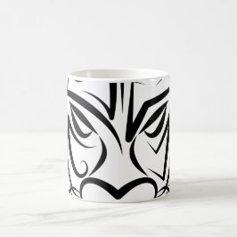 Caneca De Café Dragão Tribal Negro e Branco