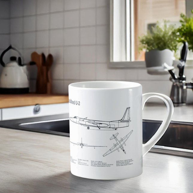 Caneca De Café Dragão U-2 - Planos de avião em Blueprint BD (Criador carregado)