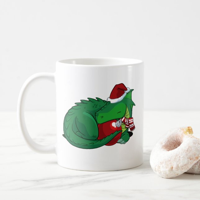 Caneca De Café Dragão verde - edição do Natal (Com Donut)