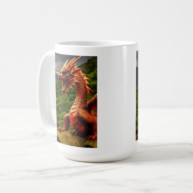 Caneca De Café Dragão Vermelho galês - Símbolo de Força e Patrimô (Frente Esquerda)