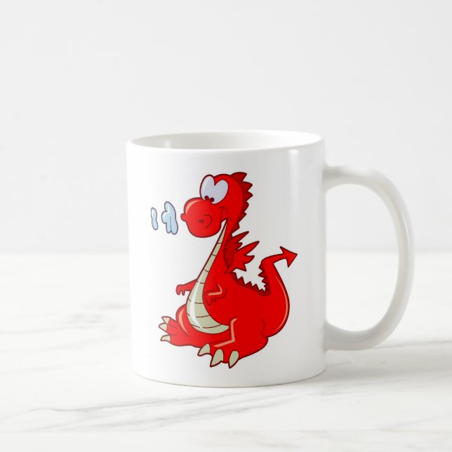 Caneca De Café Dragon302 RED CARTOON DRAGON CUTE FELIZMENTE KIDS  (Direita)