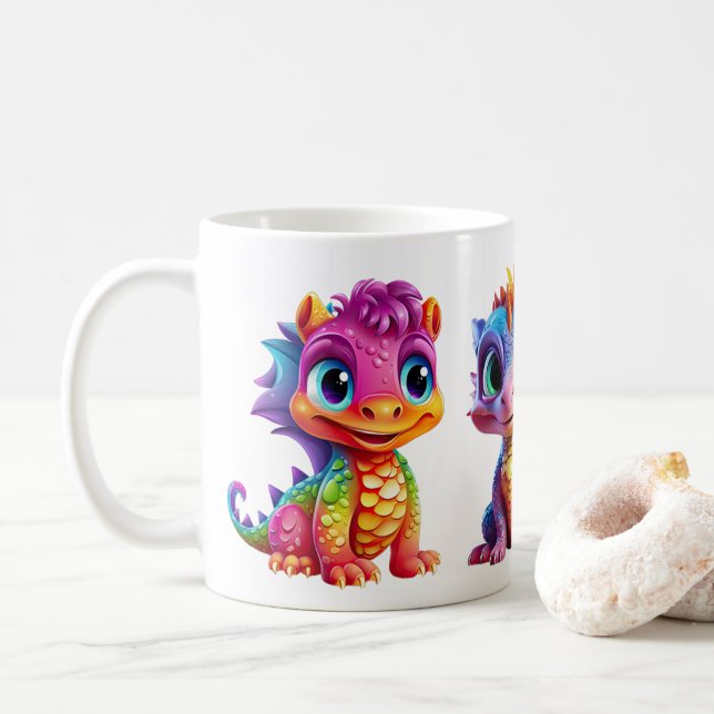 Caneca De Café Dragon Name Mug para crianças aventureiras (Com Donut)
