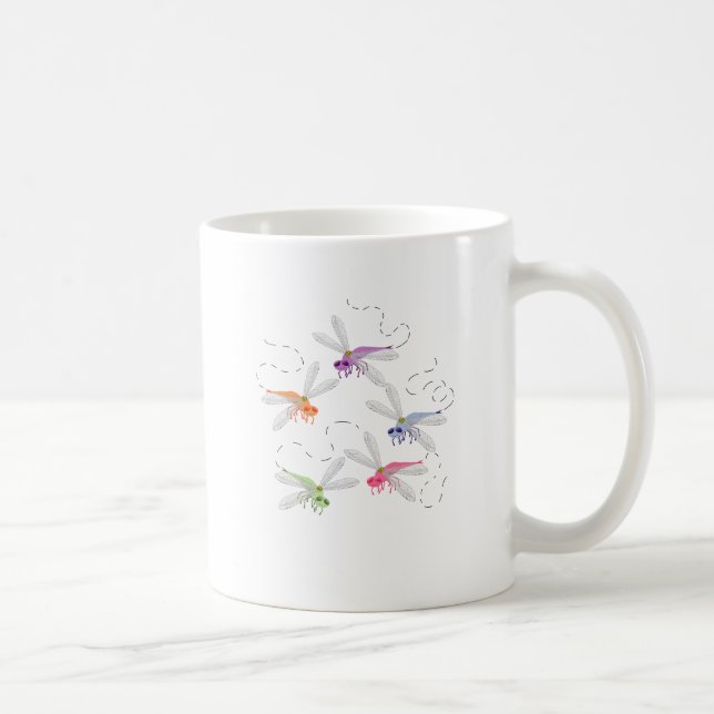 Caneca De Café Dragonflies Whimsic Cartoon Art (Direita)