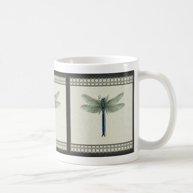 Caneca De Café Dragonfly Azul Elegante (Direita)