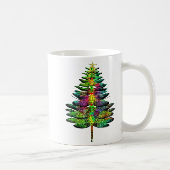 Caneca De Café Dragonfly Christmas Tree Dragonfly Xmas  (Direita)