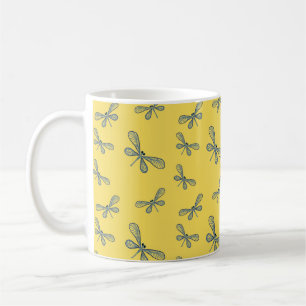Caneca De Café Dragonfly com belo fundo amarelo
