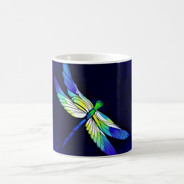 Caneca De Café Dragonfly Electric Blue - Personalize com um nome (Centro)