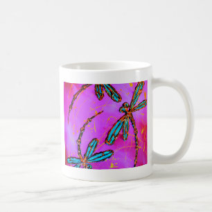Caneca De Café Dragonfly Flor Elétrico Rosa
