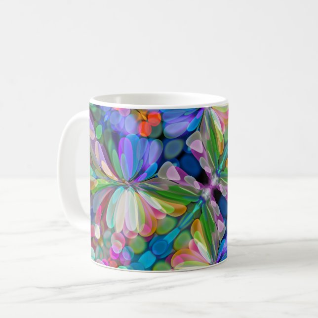 Caneca De Café Dragonfly Garden Abstrato Floral (Frente Esquerda)
