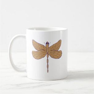 Caneca De Café Dragonfly Illustration Purple and Tan