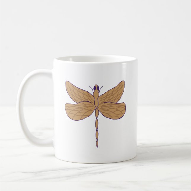 Caneca De Café Dragonfly Illustration Purple and Tan (Esquerda)