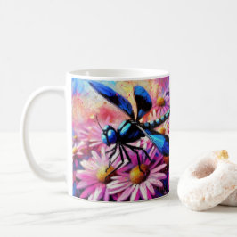 Caneca De Café Dragonfly Impressionista Em Disias Rosa Floral
