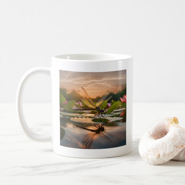 Caneca De Café Dragonfly na Nature (Com Donut)