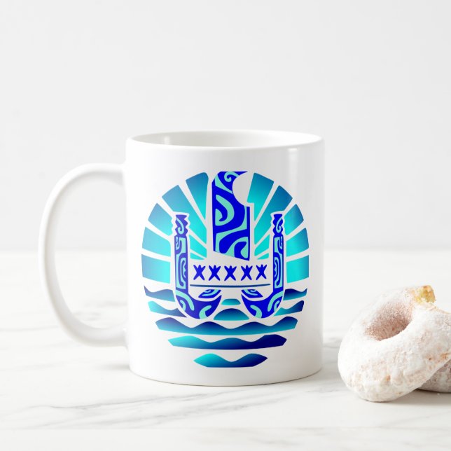Caneca De Café Drapeau de la Polynésie française (bleu) (Com Donut)