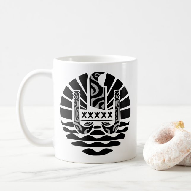 Caneca De Café Drapeau de la Polynésie française (noir) (Com Donut)