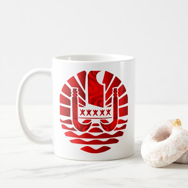 Caneca De Café Drapeau de la Polynésie française (rouge) (Com Donut)