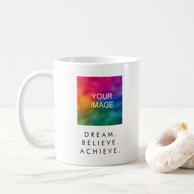 Caneca De Café Dream Acredita Em Ter Sucesso Na Cotação De Texto  (Com Donut)