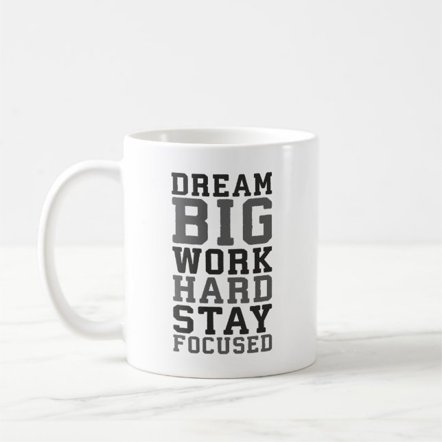 Caneca De Café Dream Big, Duro De Trabalho, Stsay Focated - Gym,  (Esquerda)