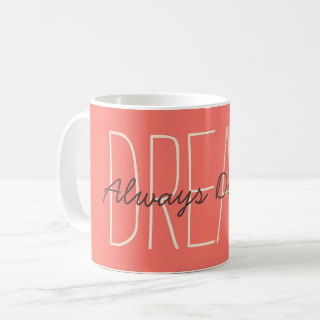 Caneca De Café Dream Motivational Quote Simples Moderno Minimalis (Frente Esquerda)