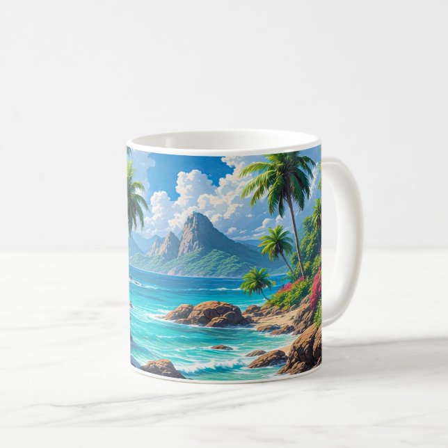Caneca De Café Dream On, Tropical Paradise, (Frente Esquerda)