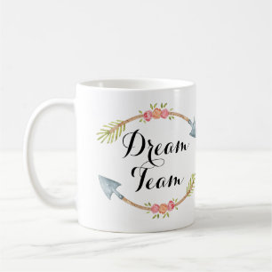 Caneca De Café 'Dream Team' Aquarela Tribal Flechas