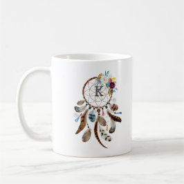 Caneca De Café Dreamcatcher com flores e penas