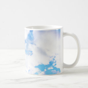 Caneca De Café Dreamer Puffy White Clouds and Blue Sky
