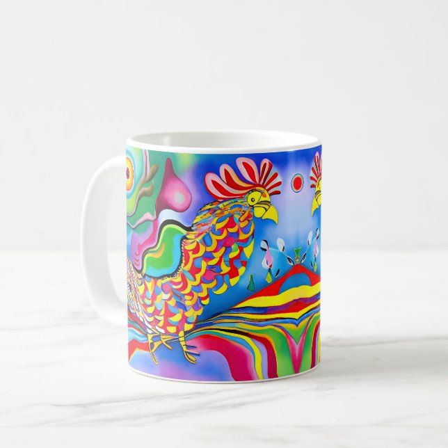 Caneca De Café "Dreamscape Bird". Um abstrato surreal (Frente Esquerda)