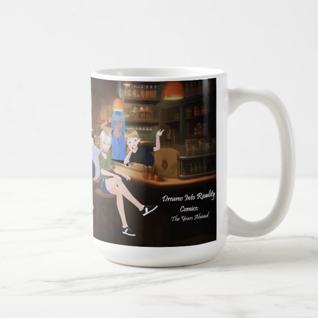 Caneca De Café DreamsIntoRealityComics A Arte Do Cobrir Do Bar (Direita)