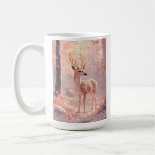 Caneca De Café Dreamwn Fawn em Florestas de outono Rosa