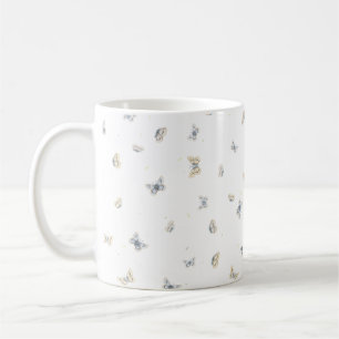 Caneca De Café Dreamy Blue & Cream Butterflies Impressão