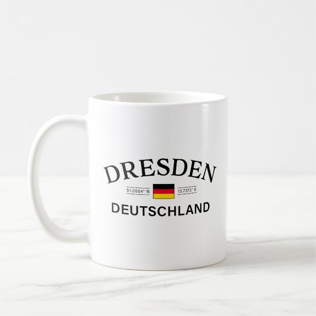 Caneca De Café Dresden Deutschland Coordenadas Alemão (Esquerda)