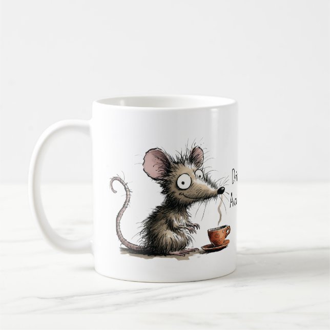 Caneca De Café Drink Coffee. Avoid Humans. Scruffy Mouse Funny (Esquerda)