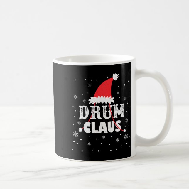 Caneca De Café Drum Claus Santa Christmas Drummer Long Sleeve  (Direita)