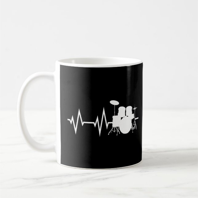 Caneca De Café Drum Player Heartbeat Drummers Drumming Graphic (Esquerda)