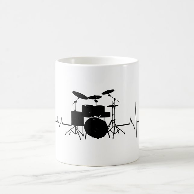 Caneca De Café Drummer Gift Heartbeat Drums (Centro)