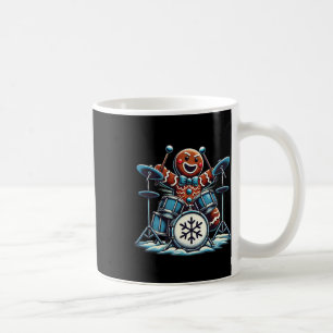 Caneca De Café Drummer Gingerbird Tocando Dragas Engraçado Natal