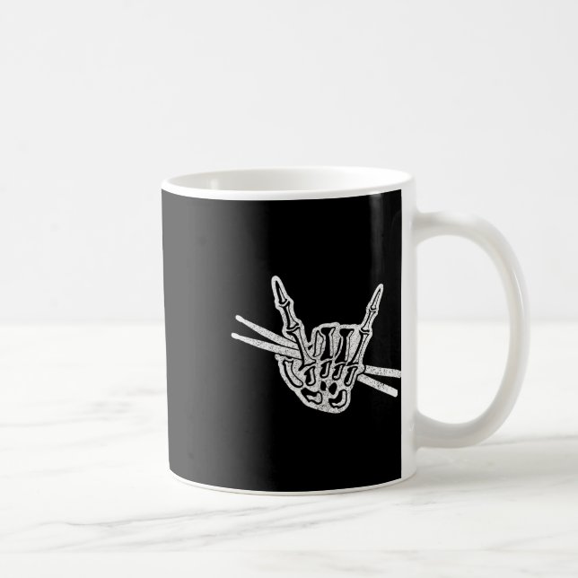 Caneca De Café Drummer Halloween Skeleton Rocha E Tambor De Rolo (Direita)